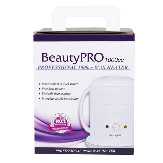 BeautyPRO 1000cc wax heater packaging on a white background