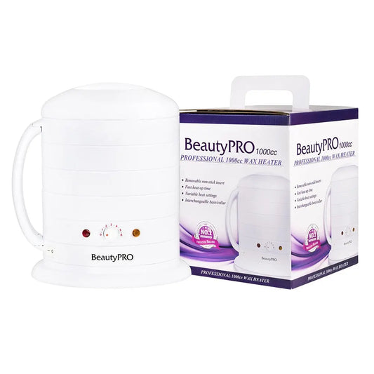 BeautyPRO wax heater with packaging on a white background