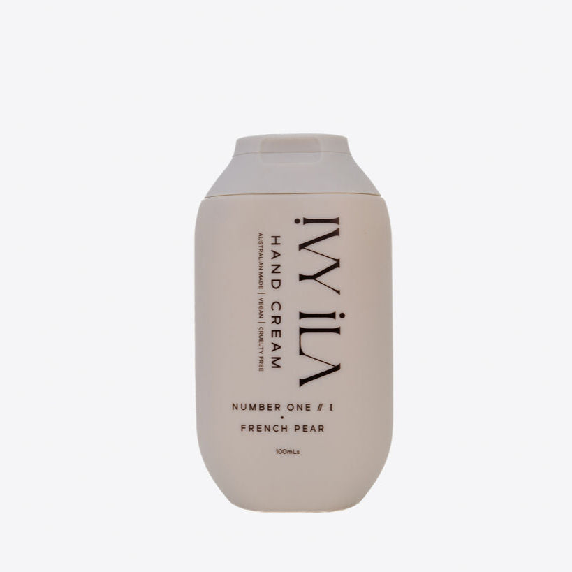 Ivy Ila hand cream bottle on a white background