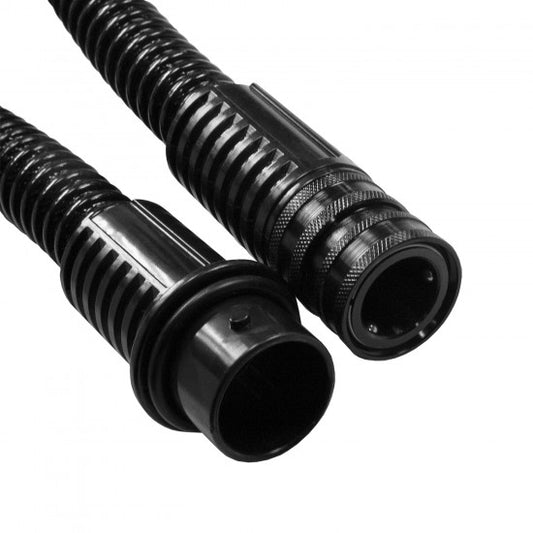 Two black flexible hoses on a white background