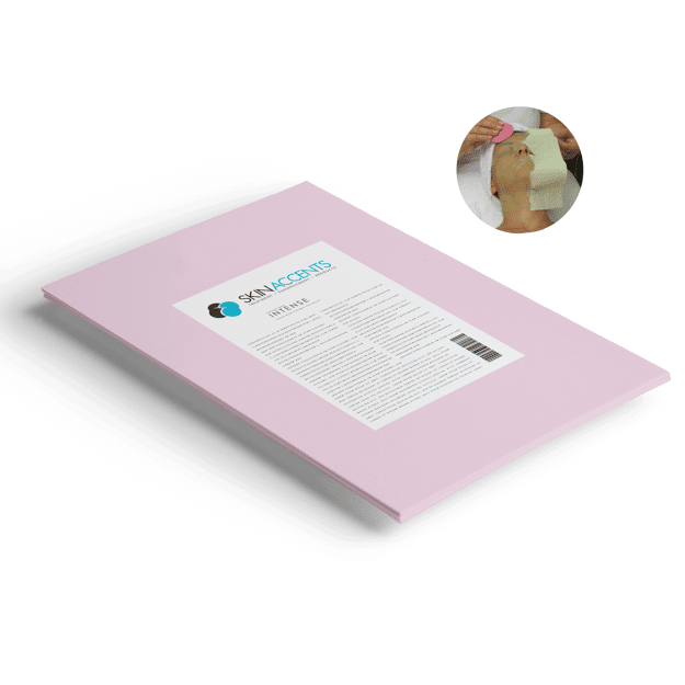 Pink sheet with a label on a white background, featuring 'Skin Accents' branding.