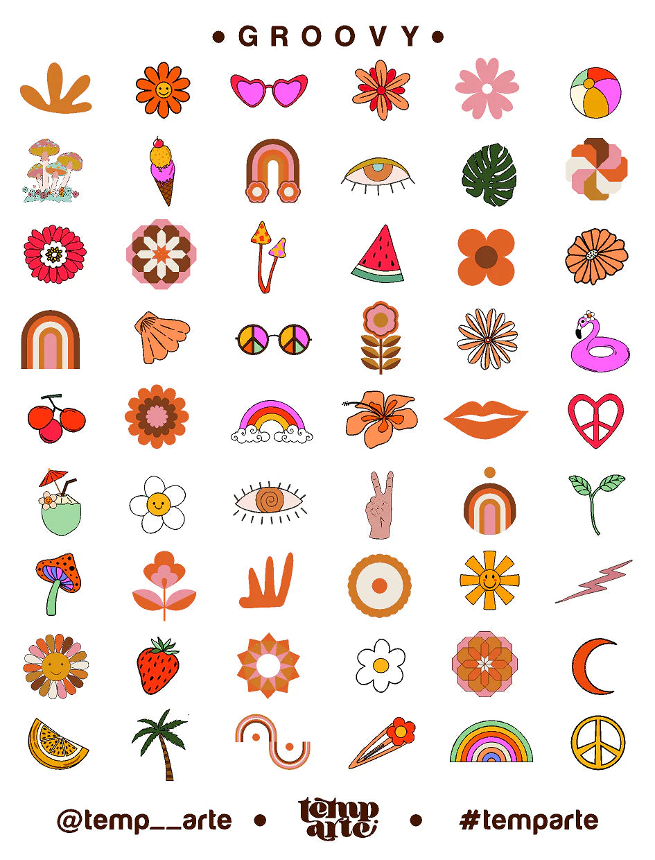 Temp Arte - Groovy / Nail Tattoos - Single Sheet
