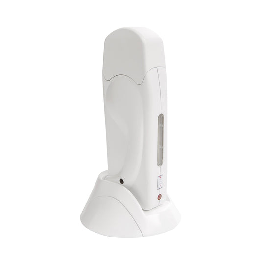 A white single cartridge heater designed for use with 100ml wax cartridges, featuring a magnetic base and temperature control dial.