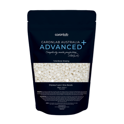 Caronlab Australia Advanced Total Body Waxing Stripless Fusion Wax Beads packaging on a white background