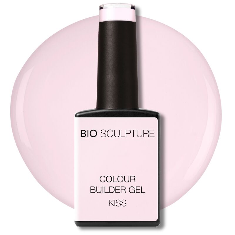 Bio Sculpture Colour Builder Gel bottle on a pink background