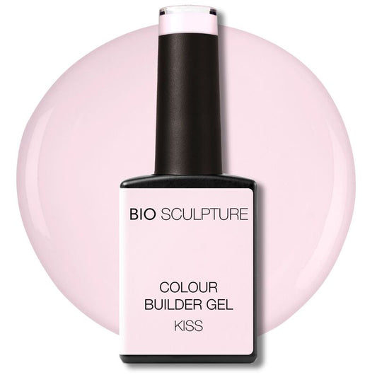 Bio Sculpture Colour Builder Gel bottle on a pink background