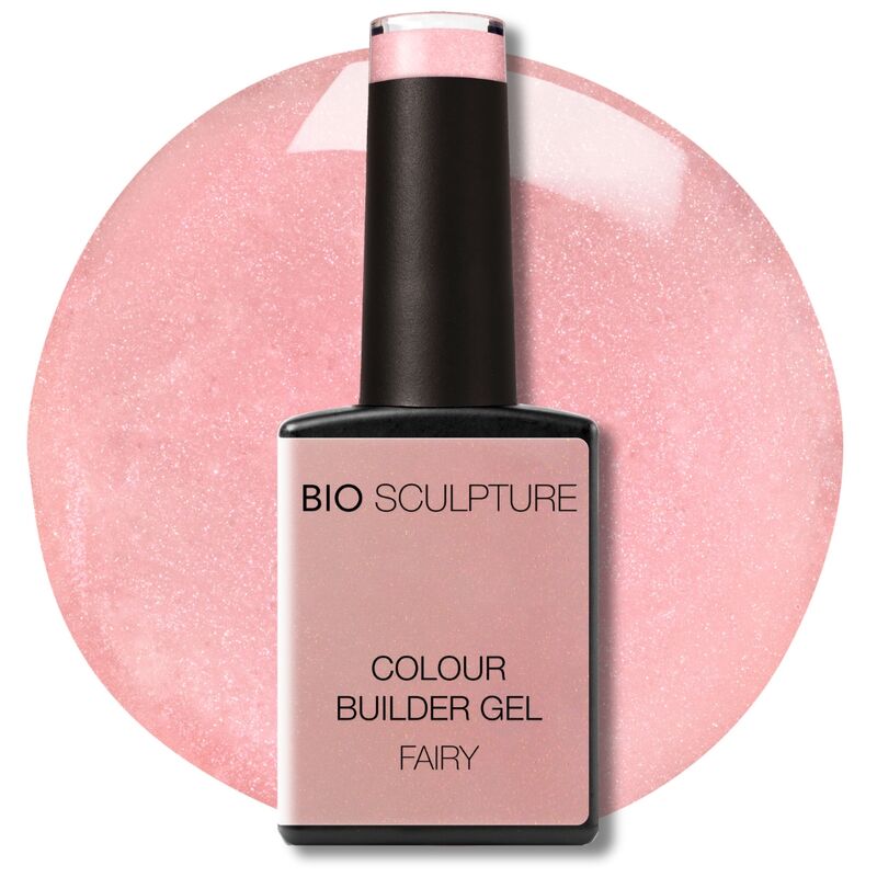 Bio Sculpture Colour Builder Gel bottle with pink gel on a white background