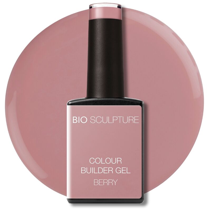 Bio Sculpture Colour Builder Gel in Berry with a pink background