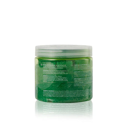 Green jar with a white lid on a white background