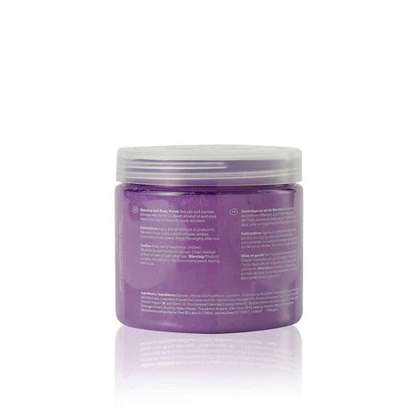 Purple jar with a white lid on a white background