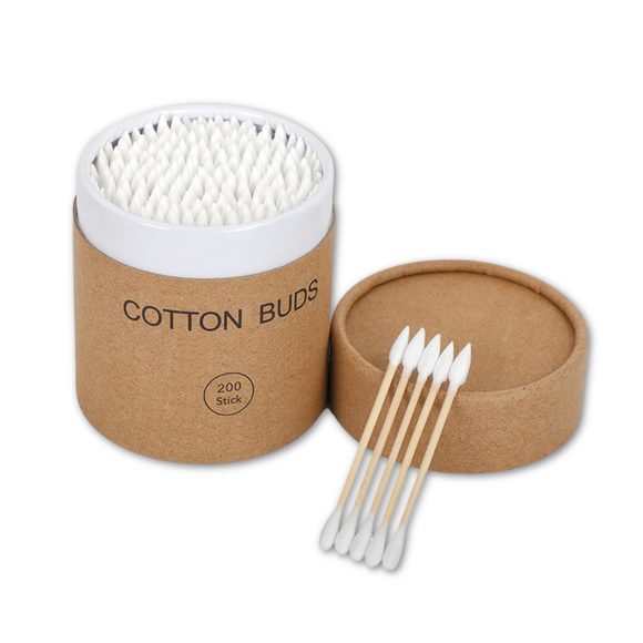 Eco Bamboo Cotton Buds Pointed/Rounded Tips - 200pk
