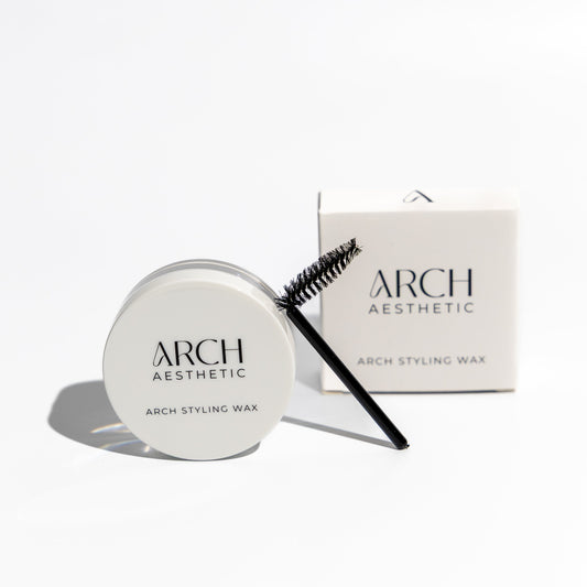 Arch Aesthetic styling wax with a brush on a white background