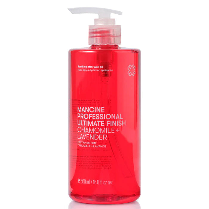 Red bottle with pump dispenser on a white background