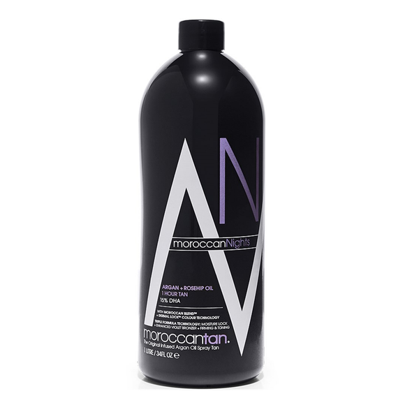 Moroccan Tan Nights 1hr 15% DHA Tanning Mist 1L – Violet-Based Tan for Rich, Bronzed Hue