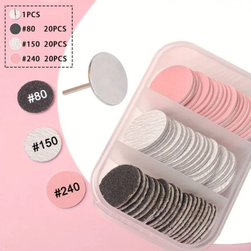Set of sanding discs for pedicure services. 