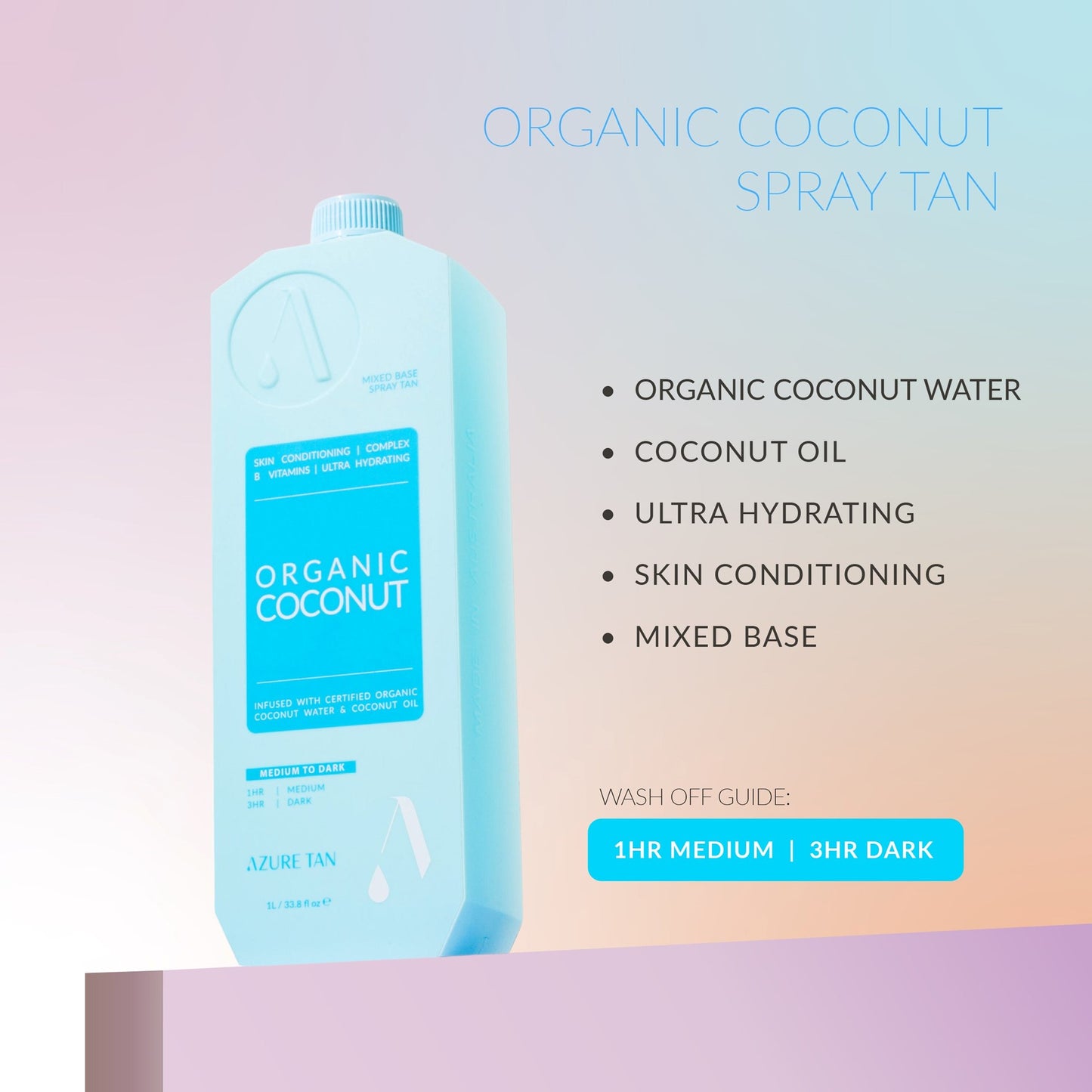 Azure Tan Organic Coconut - 1L