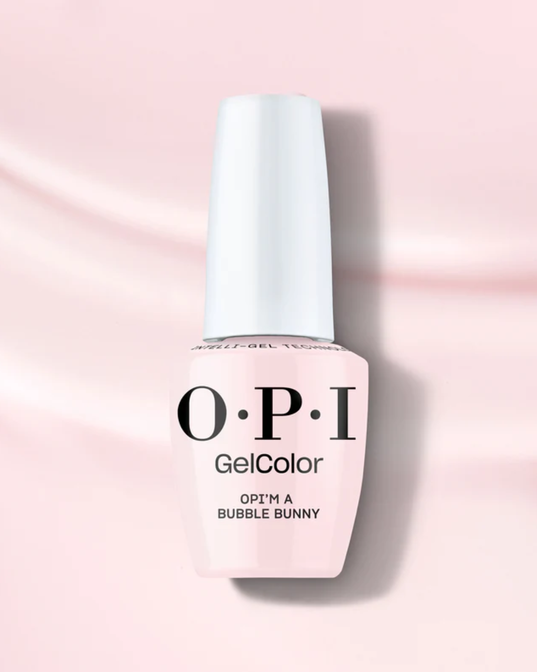 OPI GelColor nail polish bottle on a pink background