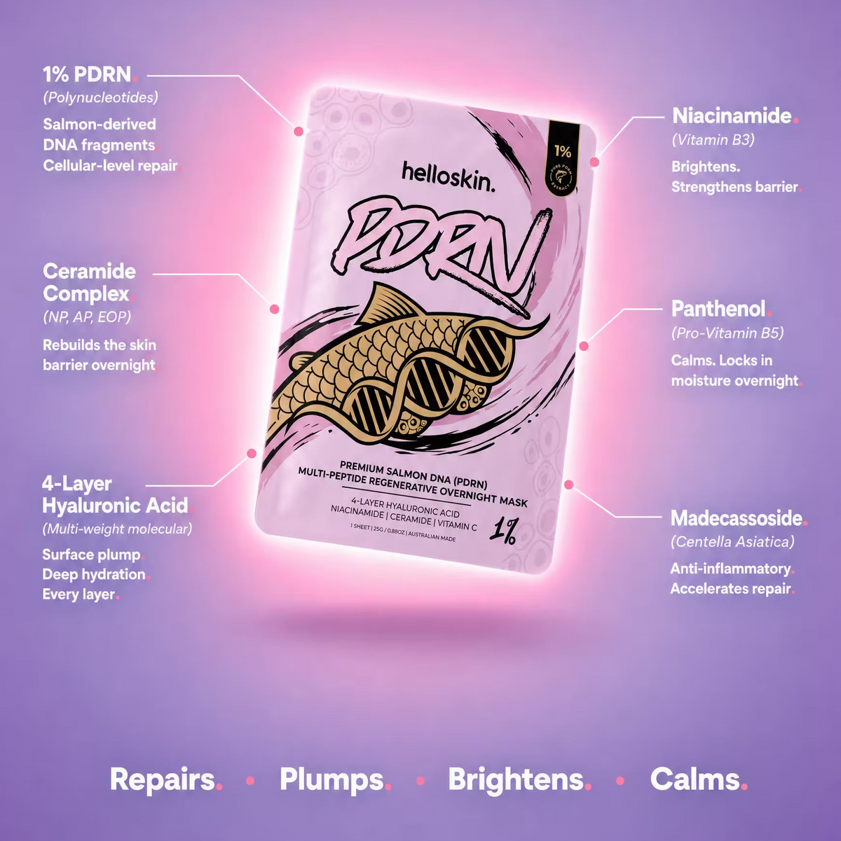 HelloSkin PDRN Overnight Face Mask 3pk