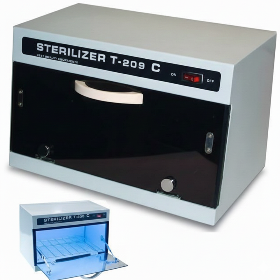 Sterilizer T-209 C with a smaller sterilizer unit on a white background