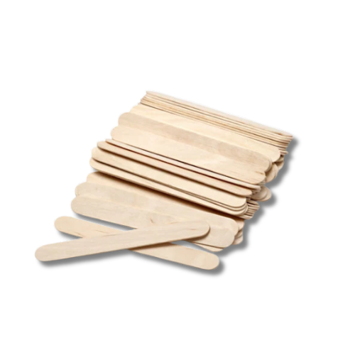 Stack of wooden popsicle sticks on a white background
